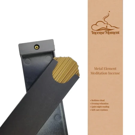 Incense Moment Metal Element Meditation Incense, natural herbal incense sticks in sleek black packaging, perfect for bedtime ritual, evening relaxation and self-care routines, premium aromatherapy incense set