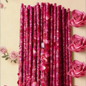 Handcrafted rose petal incense sticks, hand-embedded with real rose petals, traditional Chinese herbal floral incense for relaxation, meditation and romantic home decor, premium natural aromatherapy wellness product with delicate rose flower accents