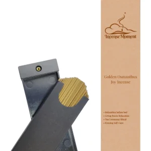 Golden Osmanthus Joy Incense Sticks by Incense Moment | All-Natural Herbal Incense for Relaxation, Tea Ceremony & Evening Self-Care, Traditional Chinese Aromatherapy Incense in Sleek Black Packaging