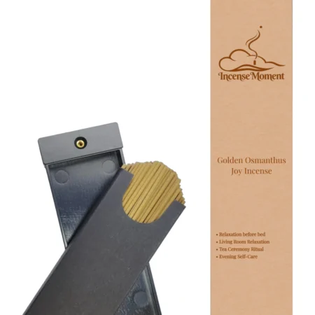 Golden Osmanthus Joy Incense Sticks by Incense Moment | All-Natural Herbal Incense for Relaxation, Tea Ceremony & Evening Self-Care, Traditional Chinese Aromatherapy Incense in Sleek Black Packaging