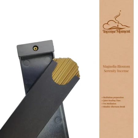 Magnolia Blossom Serenity Incense Sticks by Incense Moment | All-Natural Herbal Incense for Meditation Preparation, Quiet Reading & Tea Meditation, Traditional Chinese Aromatherapy Incense for Mindful Afternoon Break, Sleek Black Packaging
