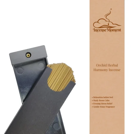 Orchid Herbal Harmony Incense Sticks by Incense Moment | All-Natural Herbal Incense for Study Calm, Bedtime Relaxation & Evening Stress Relief, Traditional Chinese Aromatherapy Incense with Gentle Home Fragrance in Sleek Black Packaging