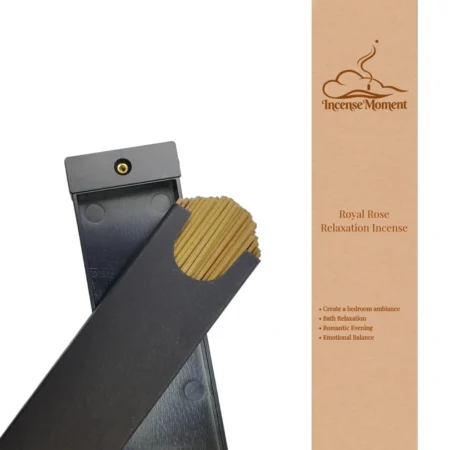 Royal Rose Relaxation Incense Sticks by Incense Moment | All-Natural Herbal Incense for Bedroom Ambiance, Bath Relaxation & Romantic Evening, Traditional Chinese Aromatherapy Incense for Emotional Balance, Sleek Black Packaging